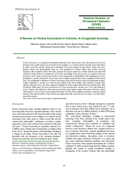 A Review on Pectus Excavatum in Canines: a Congenital Anomaly