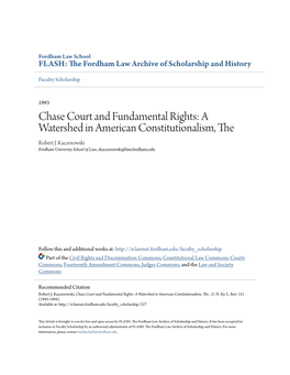 Chase Court and Fundamental Rights: a Watershed in American Constitutionalism, the Robert J