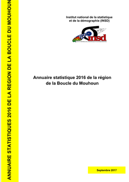 Annuaire Statistique 2016 De La Région De La Boucle Du Mouhoun