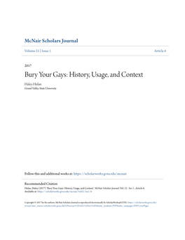 Bury Your Gays: History, Usage, and Context Haley Hulan Grand Valley State University