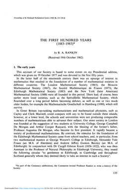 The First Hundred Years (1883-1983)*