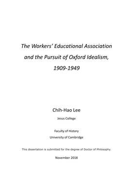 The Workers' Educational Association and the Pursuit of Oxford Idealism