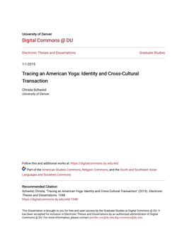 Tracing an American Yoga: Identity and Cross-Cultural Transaction