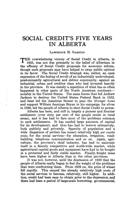 Social Credit's Five Years in Alberta