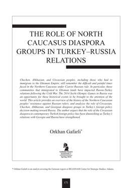 The Role of North Caucasus Diaspora Groups in Turkey–Russia Relations