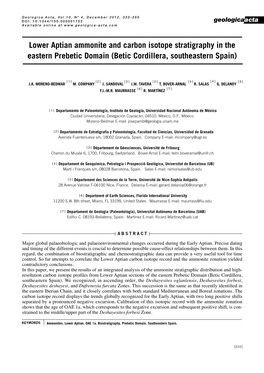 Lower Aptian Ammonite and Carbon Isotope Stratigraphy in the Eastern Prebetic Domain (Betic Cordillera, Southeastern Spain)