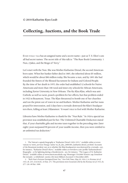 Leab, Katharine Kyes, Collecting, Auctions, and the Book Trade