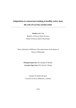 Adaptations to Concurrent Training in Healthy Active Men