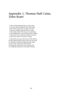 Appendix 1: Thomas Hall Caine, 'John Keats'