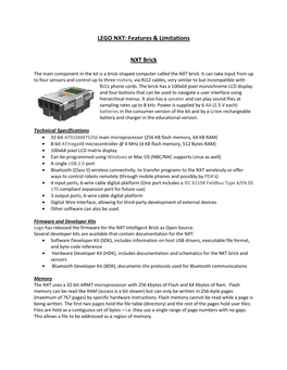 LEGO NXT: Features & Limitations