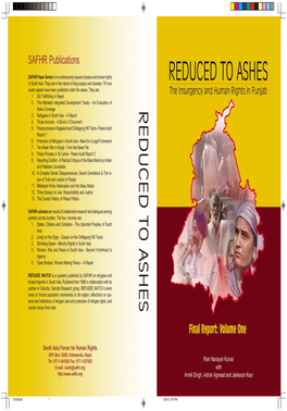 Reduced to Ashes: the Insurgency and Human Rights in Punjab First Published, May 2003