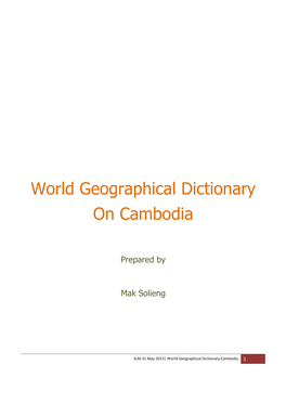 World Geographical Dictionary on Cambodia