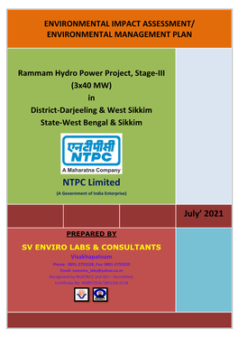 Rammam Hydro Power Project, Stage-III (3X40 MW) in District-Darjeeling & West Sikkim State-West Bengal & Sikkim