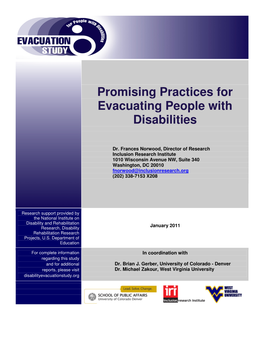 Promising Practices for Evacuating People with Disabilities