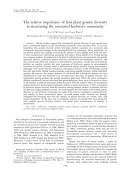 The Relative Importance of Host-Plant Genetic Diversity in Structuring the Associated Herbivore Community