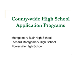 County-Wide High School Magnet Application Programs