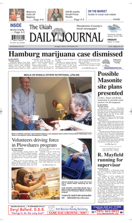 Hamburg Marijuana Case Dismissed by BEN BROWN of Hamburg’S Home in October