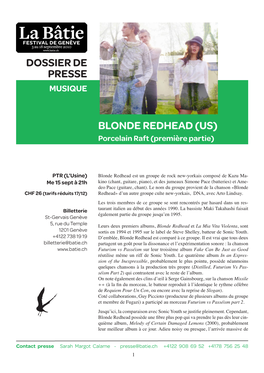 Blonde Redhead (Us) Dossier De Presse