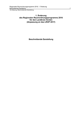 1. Änderung Des Regionalen Raumordnungsprogramms 2016 Für Den Landkreis Verden (Anpassung an Das LROP 2017) Beschreibende
