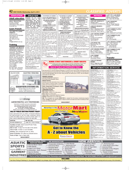 42 NEW VISION, Wednesday, April 4, 2012 CLASSIFIED ADVERTS