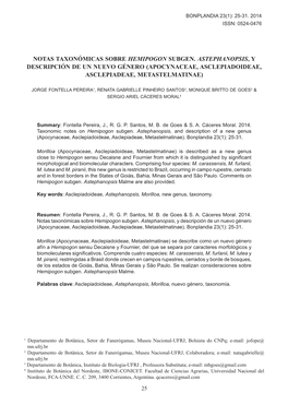 Notas Taxonómicas Sobre Hemipogonbonpla Y Descripciónndia 23(1): De Un 25-31