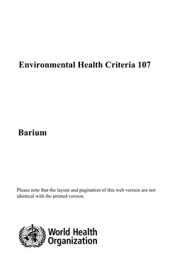 Environmental Health Criteria 107 Barium