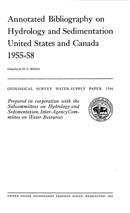 Annotated Bibliography on Hydrology and Sedimentation United States and Canada 1955-58