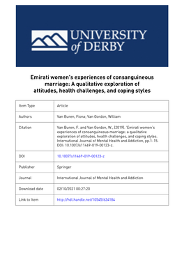 Emirati Women's Experiences of Consanguineous Marriage: A