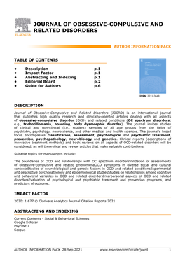 Journal of Obsessive-Compulsive and Related Disorders