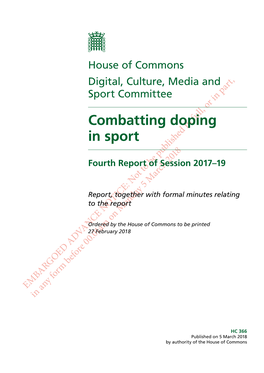 Combatting Doping in Sport