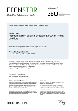 Internalisation of External Effects in European Freight Corridors