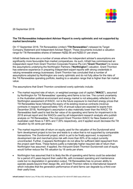 Response to Tilt Renewables Target Company Statement