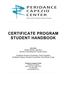 Certificate Program Student Handbook