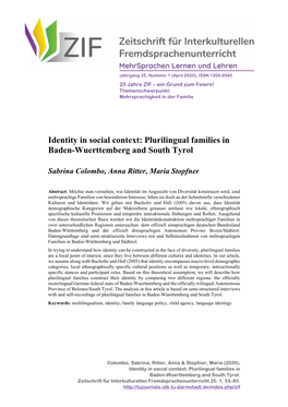 Plurilingual Families in Baden-Wuerttemberg and South Tyrol