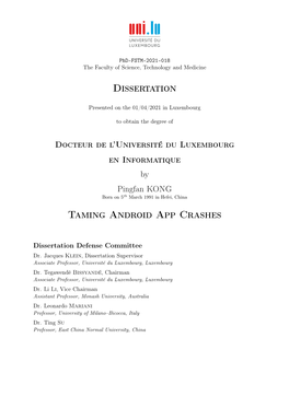 Dissertation Taming Android App Crashes