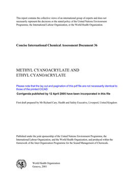 Methyl Cyanoacrylate and Ethyl Cyanoacrylate