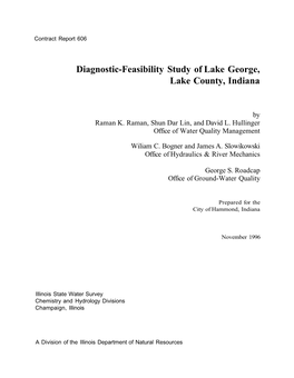 Diagnostic-Feasibility Study of Lake George, Lake County, Indiana