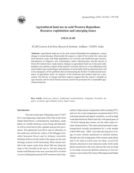 Agricultural Land Use in Arid Western Rajasthan: Resource Exploitation and Emerging Issues