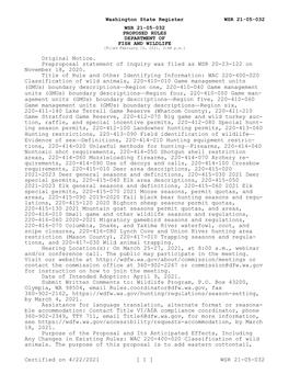 21-05-032 WSR 21-05-032 PROPOSED RULES DEPARTMENT of FISH and WILDLIFE [Filed February 10, 2021, 3:48 P.M.]