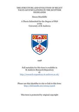 Simon Hinchliffe Phd Thesis