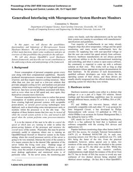 Generalised Interfacing with Microprocessor System Hardware Monitors