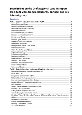 Submissions on the Draft Regional Land Transport Plan 2021-2031