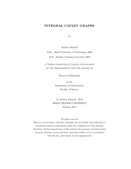 Integral Cayley Graphs