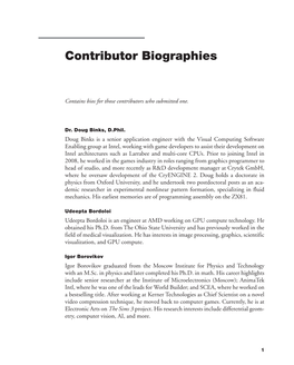 Bios for All Contributing Authors