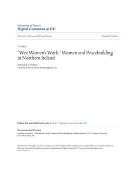 Women and Peacebuilding in Northern Ireland Amanda E