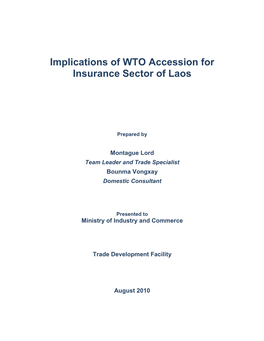 Implications of WTO Accession for Insurance Sector of Laos