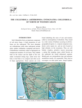 The Collembola (Arthropoda: Entognatha: Collembola) of North of Western Ghats 53 ISSN 0375-1511