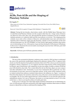 Agbs, Post-Agbs and the Shaping of Planetary Nebulae