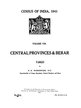 Central Provinces & Berar, Tables, Vol-VIII, Madhya Pradesh