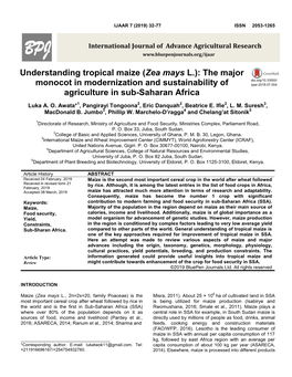 Understanding Tropical Maize (Zea Mays